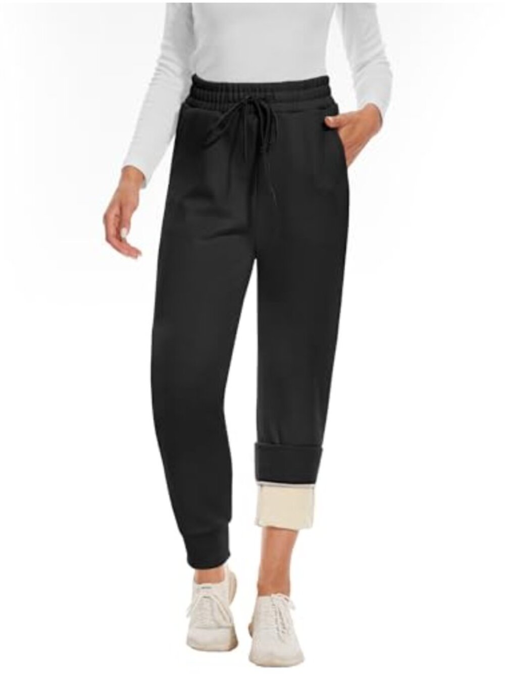 Fleece Lined Joggers Women Thermal Pants with Pockets
